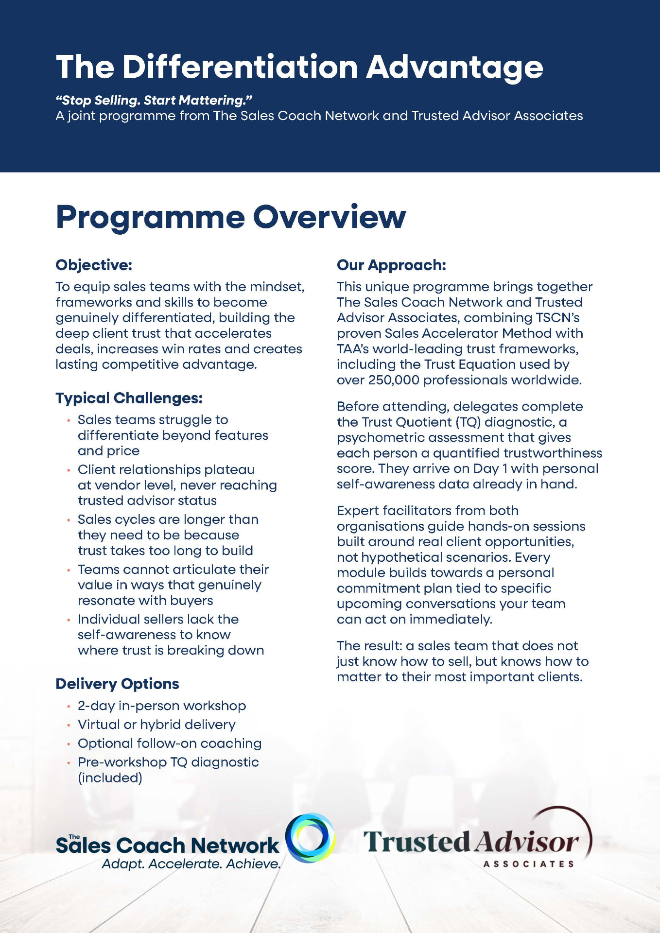 The Differentiation Advantage programme overview, page 1