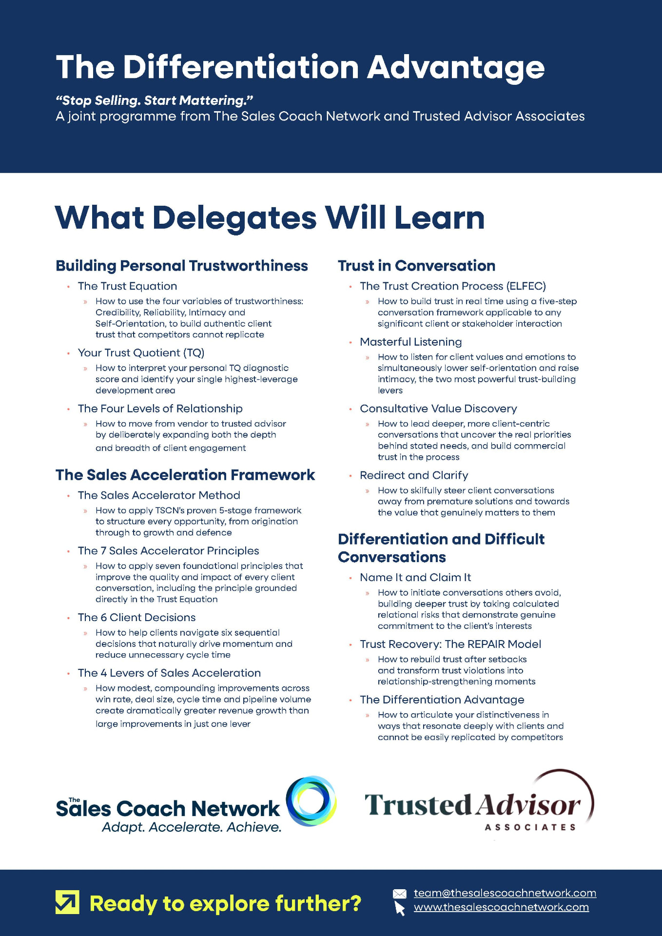 The Differentiation Advantage programme overview, page 2